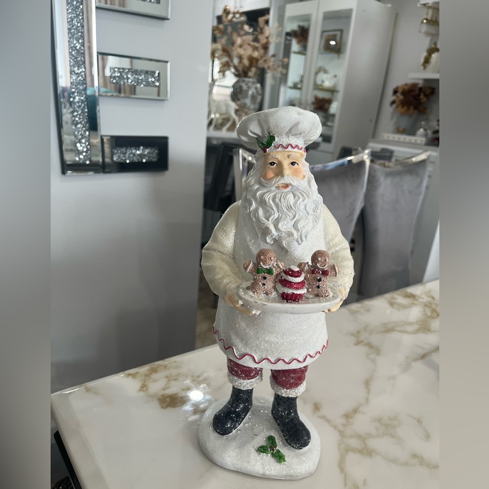 Holiday Santa Chef Figurine with Gingerbread
